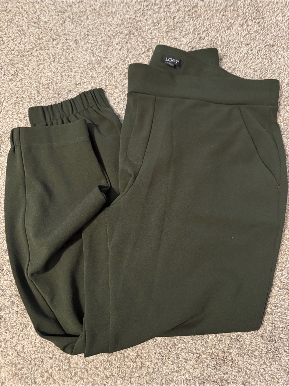 LOFT Dark Olive Pull-On Jogger dress Pants